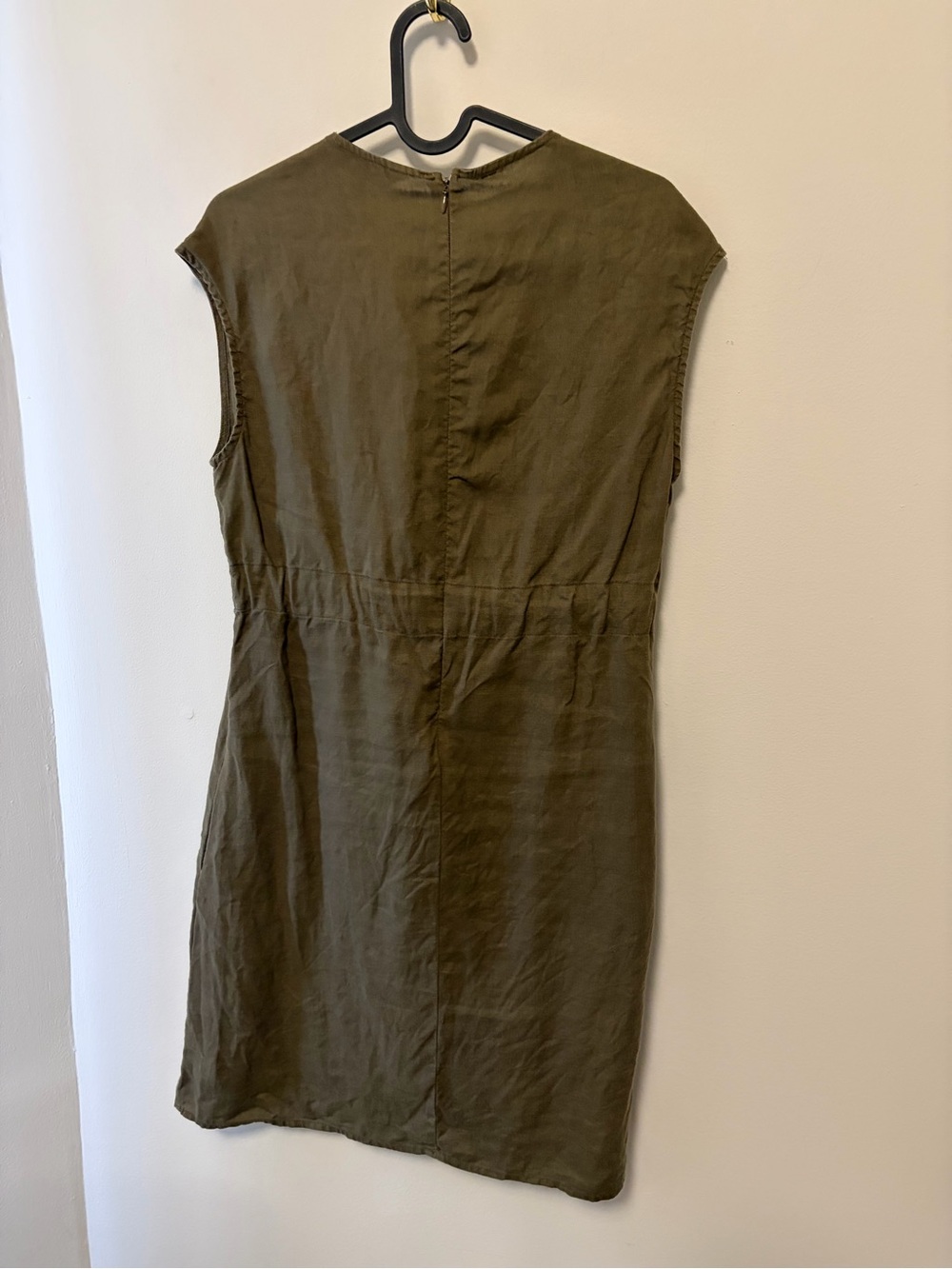 Kenar Olive Green Sleeveless Mini Dress with Black Tie - Picture 3 of 3